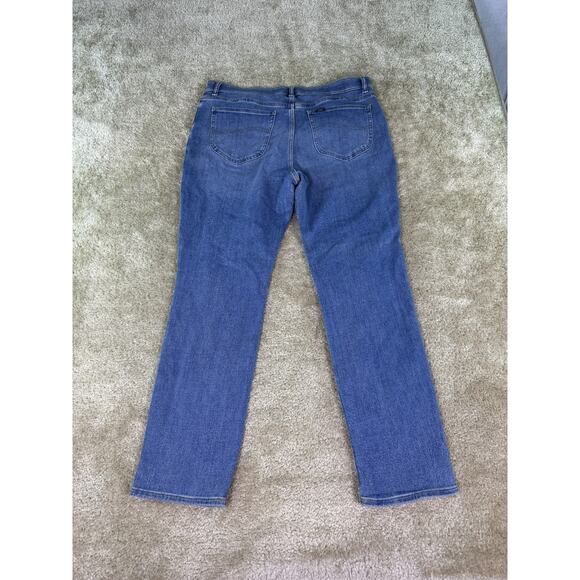 Lee Slim Fit Straight Leg Mid Rise Jeans Womens 14 Blue Denim Dark Wash D233 - Picture 4 of 14